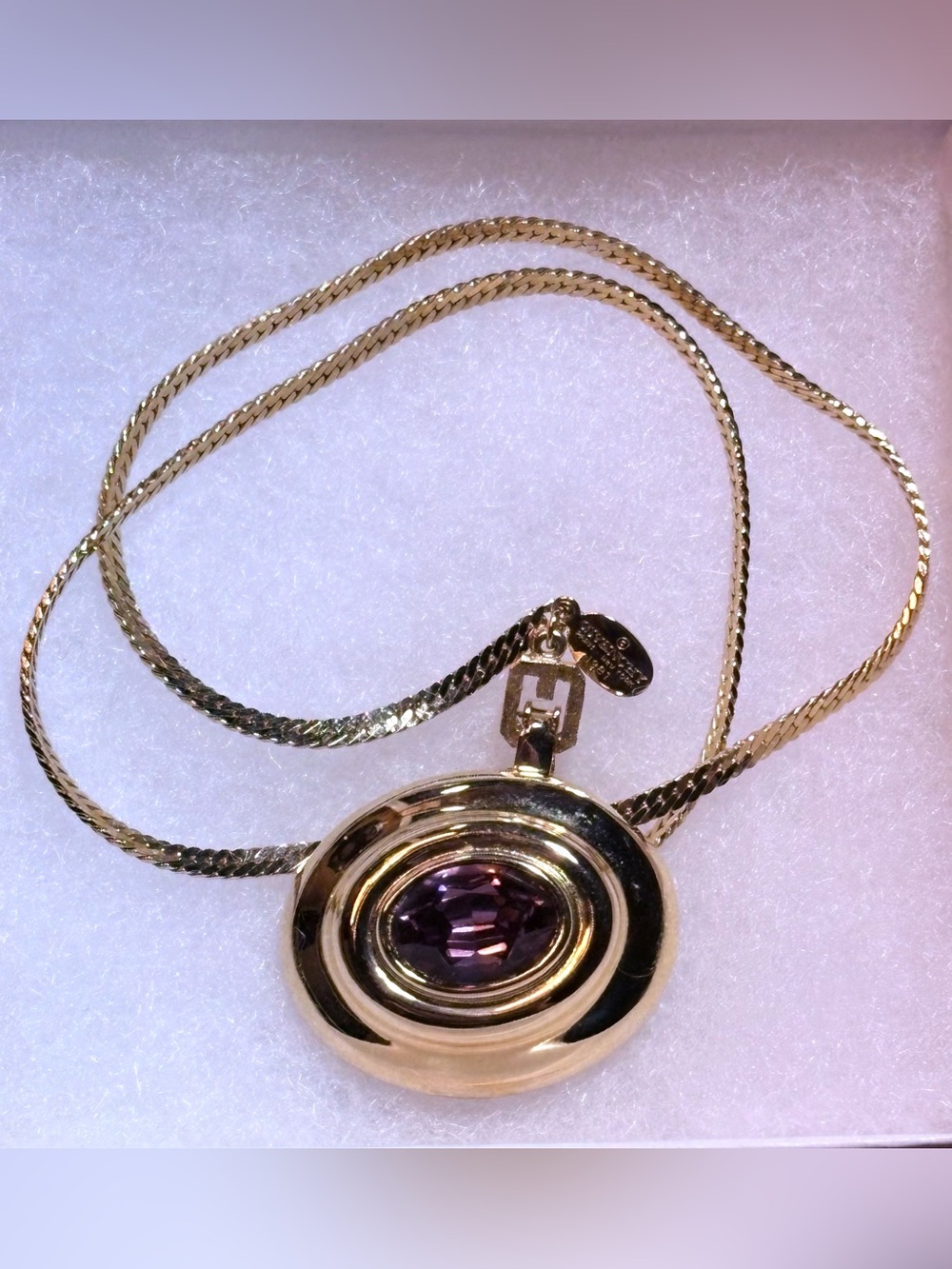 Vintage Givenchy Amethyst Statement Necklace Signed 1981 4Gs